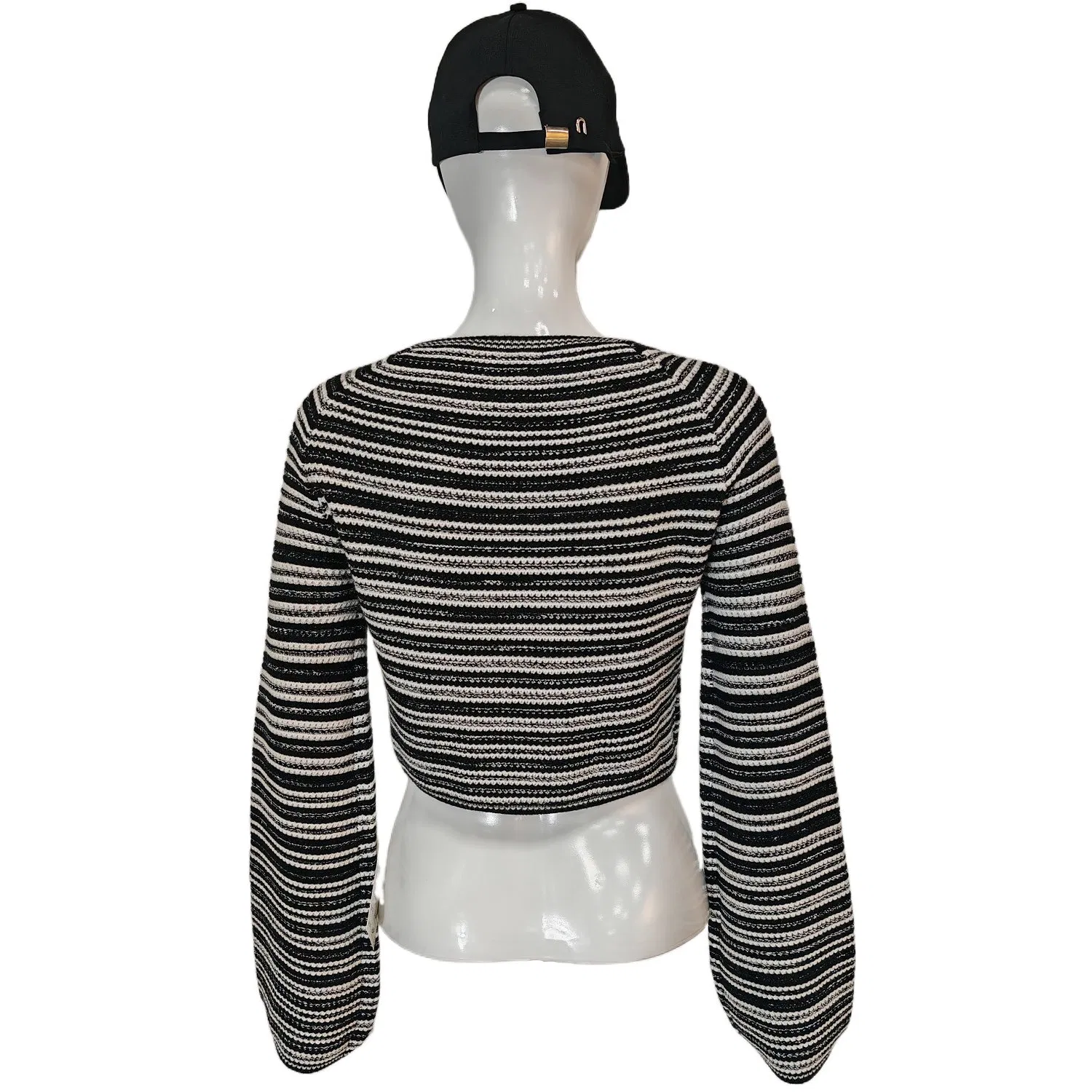 Camisa Elegante Interior Ajustada Informal para Mujer, Prendas de punto de Lana de Poliéster Transpirable, Suéter con Cuello Redondo a Rayas, Suelto