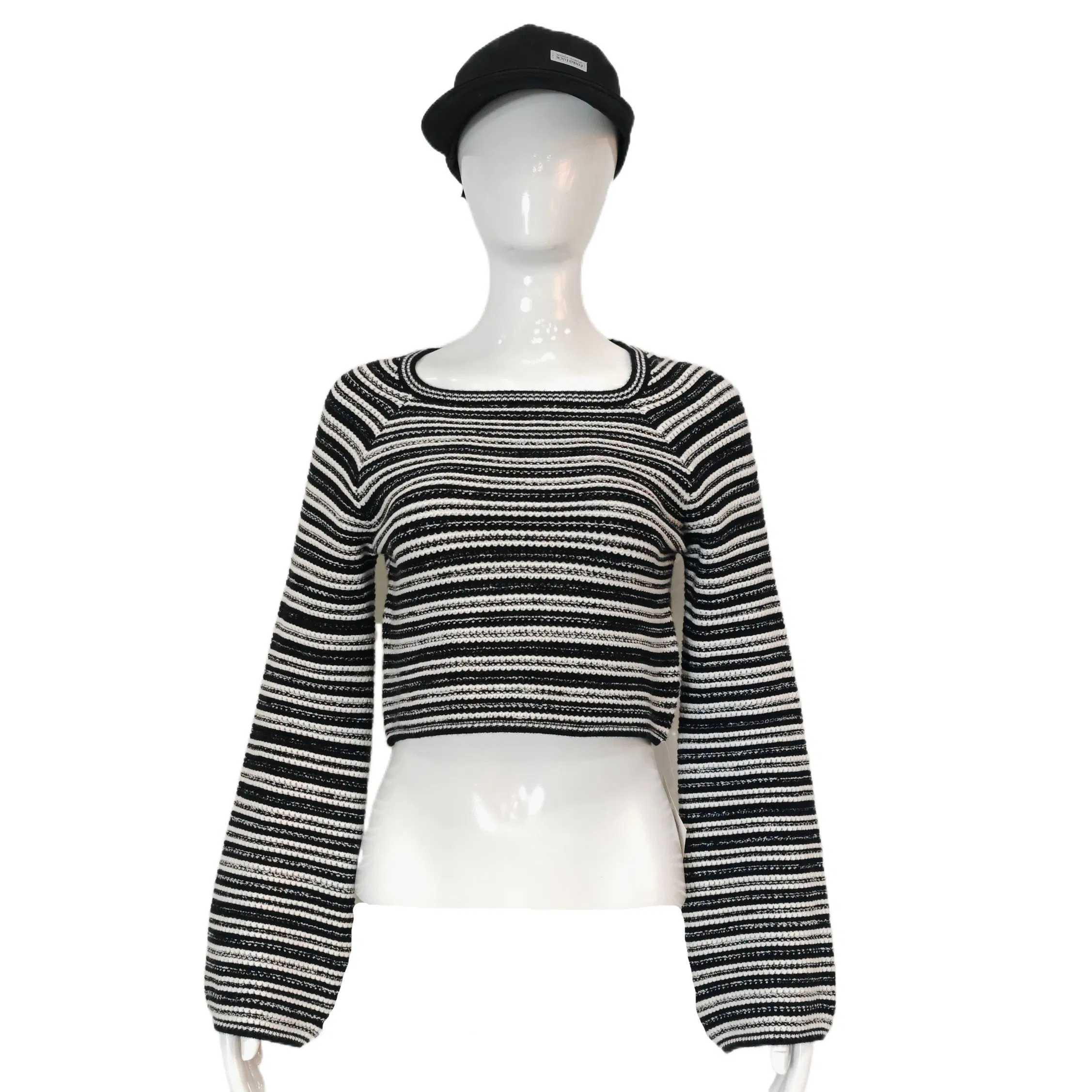Camisa Elegante Interior Ajustada Informal para Mujer, Prendas de punto de Lana de Poliéster Transpirable, Suéter con Cuello Redondo a Rayas, Suelto