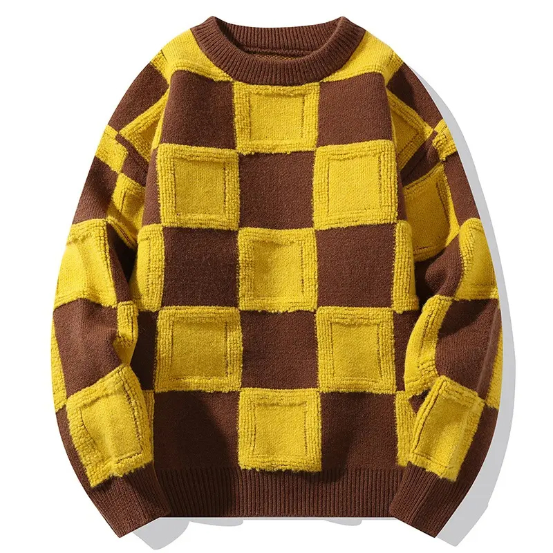 Suéter OEM personalizado, Prendas de punto Jacquard Unisex, Jersey de cuello redondo para Hombre, Jerséis de punto