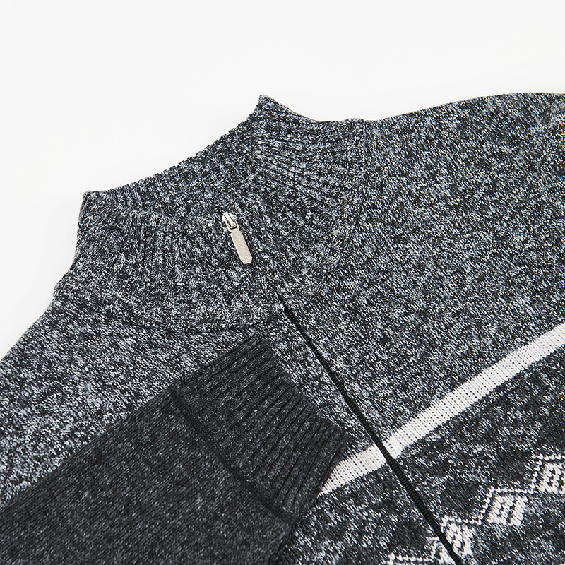 Suéter de lana de media Cremallera de cuello Alto de Lana Pura Gruesa Personalizada al por mayor para hombres&prime;s