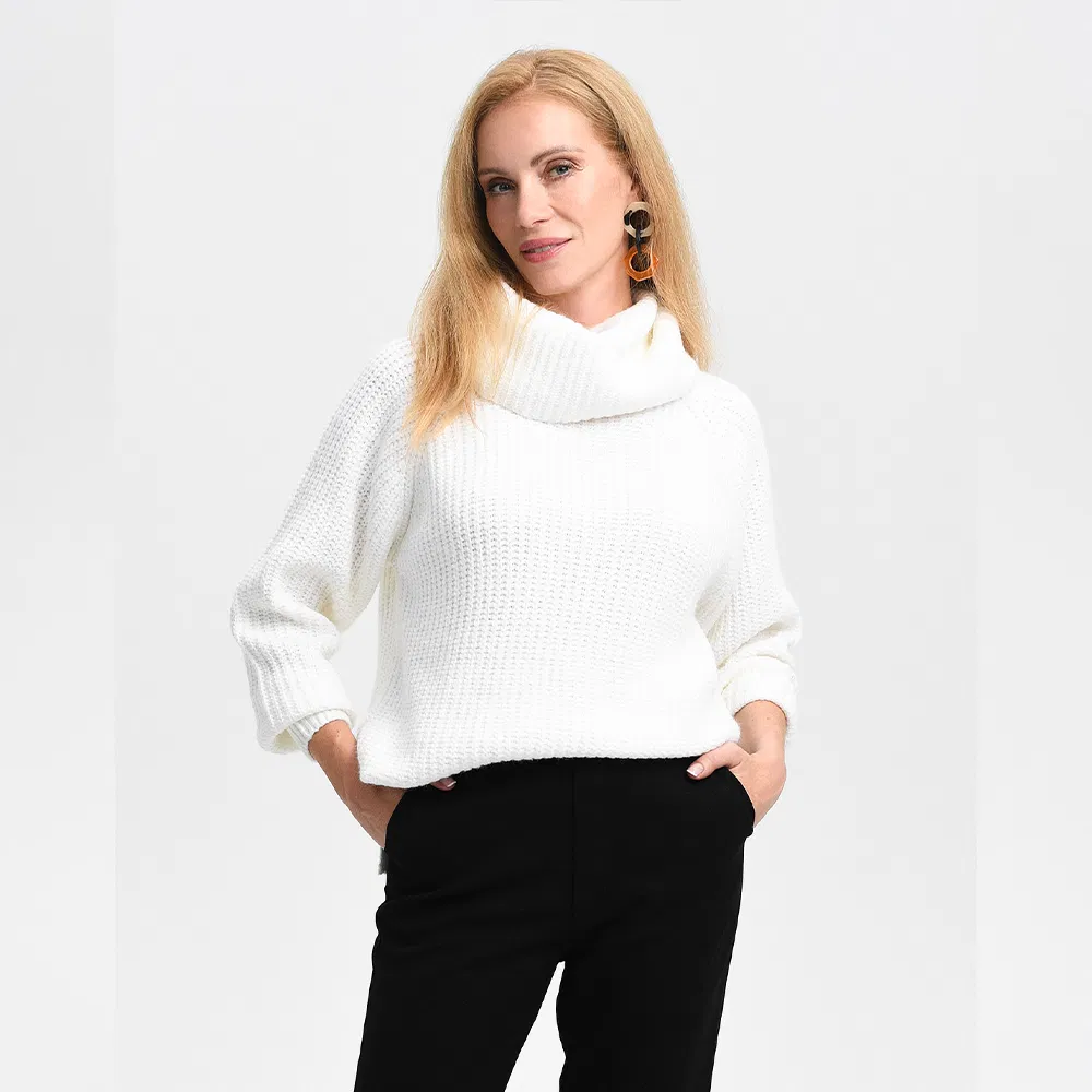 Fabricante de Prendas de Punto Personalizadas Jersey de Punto de Algodón Suéter Casual de Cuello Redondo Suéter de Punto de Lana de Cachemira para Mujer Top para Mujer