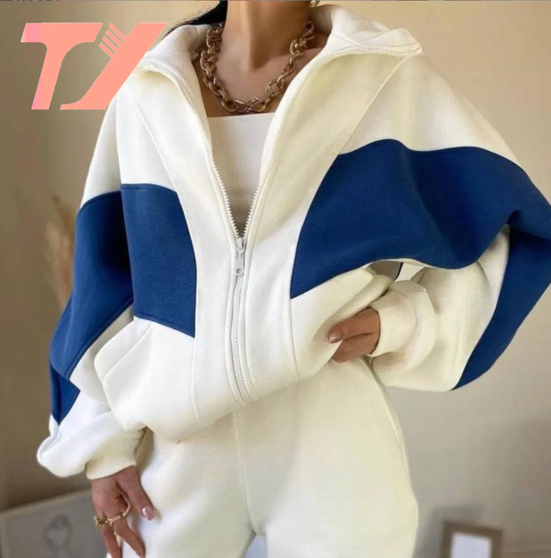 Conjunto de dos piezas de Traje de Suéter Deportivo y de Ocio para Mujer de Primavera de Europa y Estados Unidos