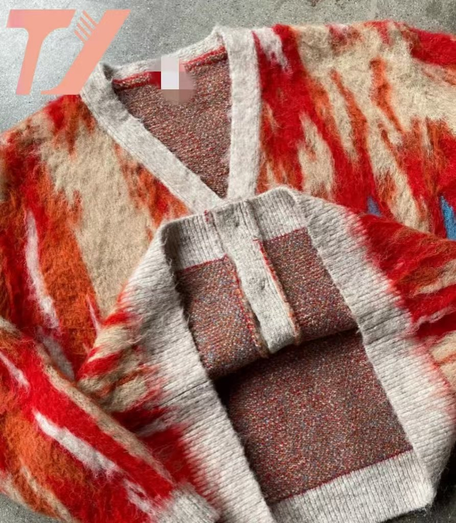 Suéter de punto personalizado OEM y ODM Mohair para hombre, Prendas de punto de manga Larga borrosas, Cárdigan de invierno, Suéter de Mohair para Hombre Personalizado