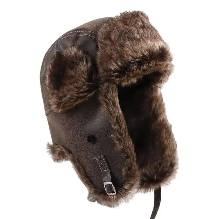 Venta al por mayor Invierno Ruso Invierno Ushanka Sombreros con Orejeras Piel de Conejo Real Sombrero de Trampero para Mujer Sombrero de Piel de Oveja