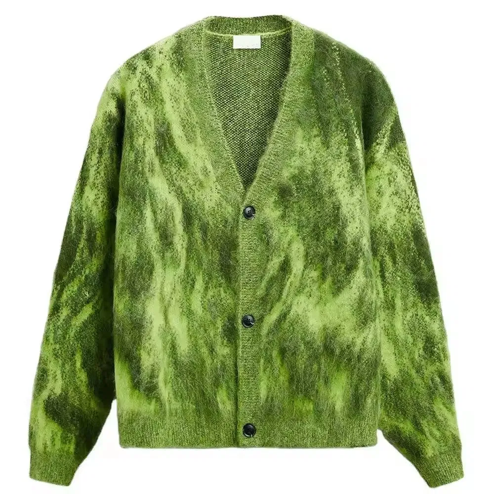 Suéter de Mohair OEM con logotipo personalizado Para hombre y prime;s Prendas de punto Casuales de manga larga borrosas Suéter de punto de invierno Cárdigan Suéter de Mohair