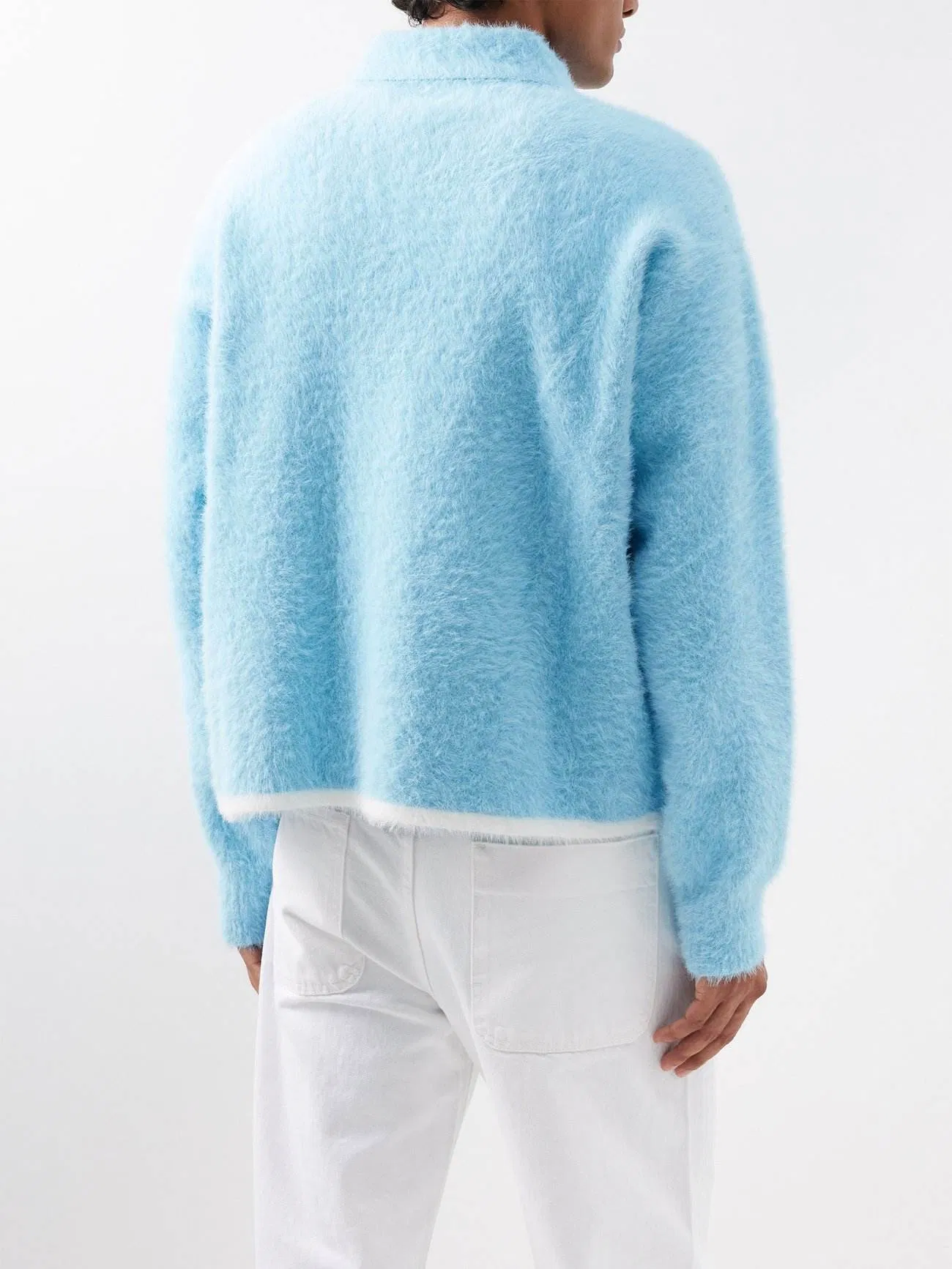 Suéteres OEM de punto Mohair para hombre&amp;prime;s, Logotipo Personalizado, Piel Sintética, Mohair Cepillado, Peludo, Esponjoso, Suéter de polo de punto para hombre