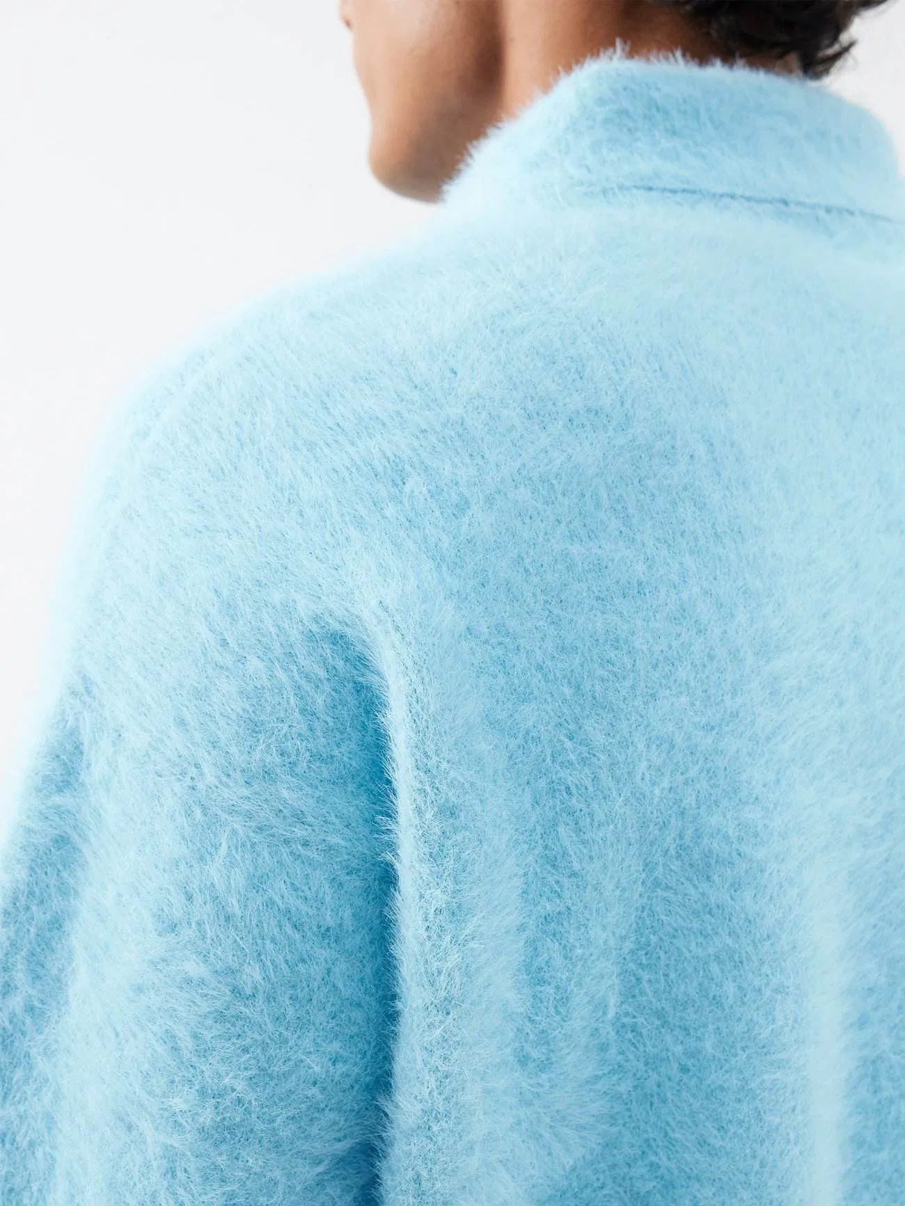 Suéteres OEM de punto Mohair para hombre&amp;prime;s, Logotipo Personalizado, Piel Sintética, Mohair Cepillado, Peludo, Esponjoso, Suéter de polo de punto para hombre