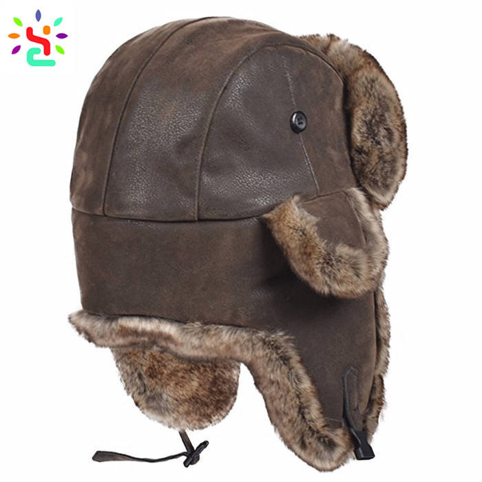 Sombreros de invierno de Piel de Conejo Ushanka con Bordado Ushanka