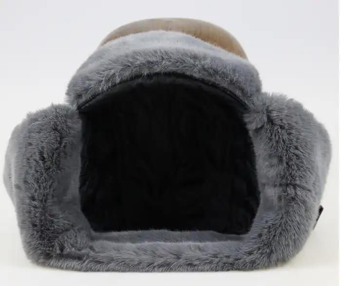 Sombrero de Trampero de Invierno Personalizado Ushanka Patrón de Sombrero de Piel de Conejo Ruso Tejido con Gorro de Invierno para Niños Al por mayor