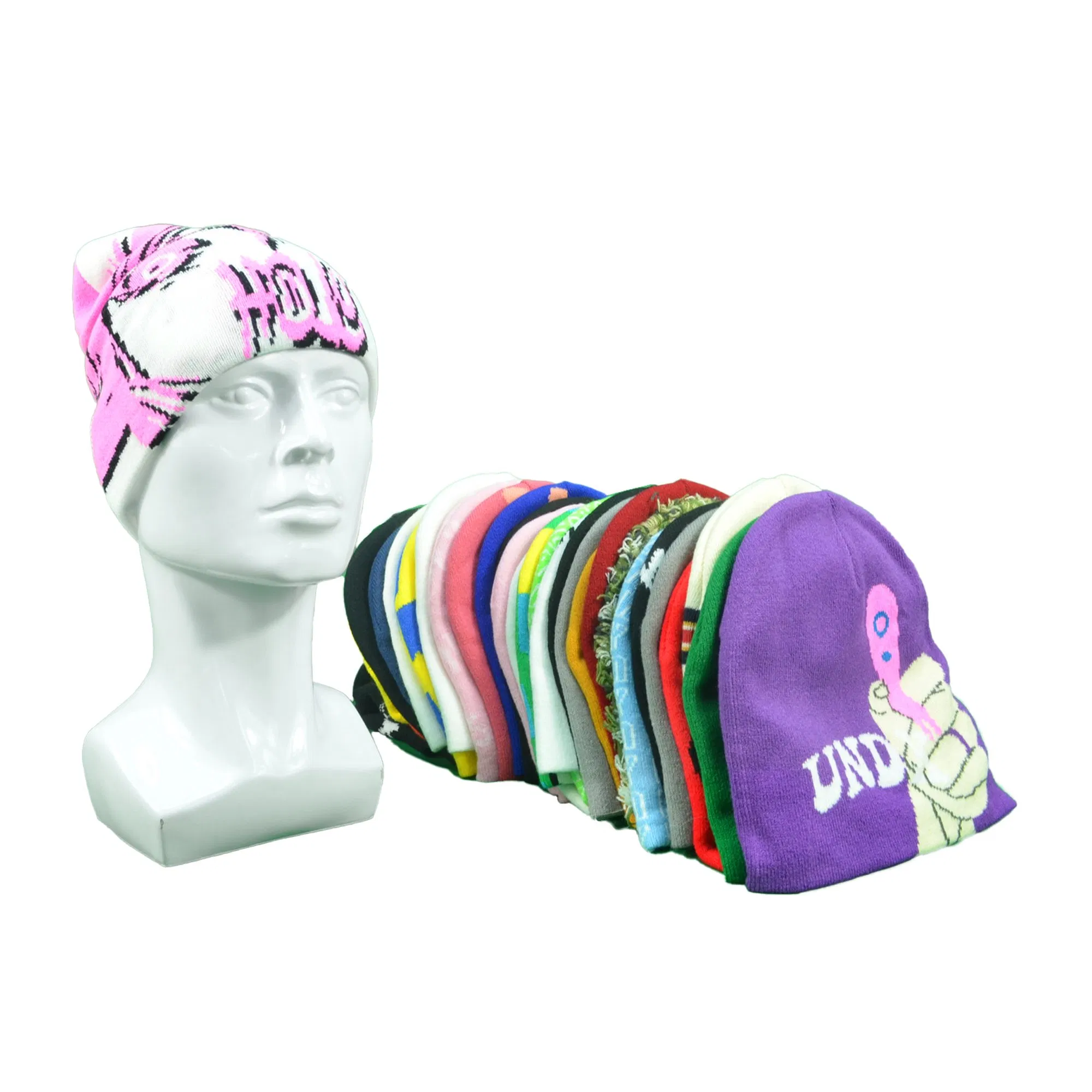 Recomendar Sombreros de Gorrita Tejida Gorro de Punto Jacquard con Patrón de Llama Personalizado Gorros Cálidos
