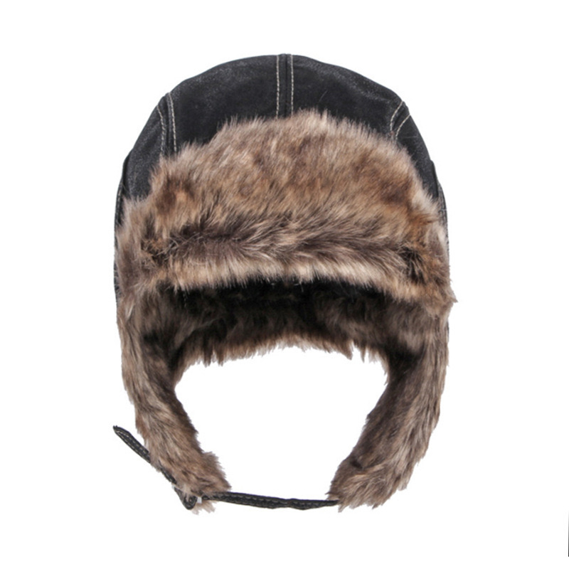 Cazador de Cuero de Invierno Sombrero de Piel Sintética de Invierno Ushanka Ruso con Orejeras