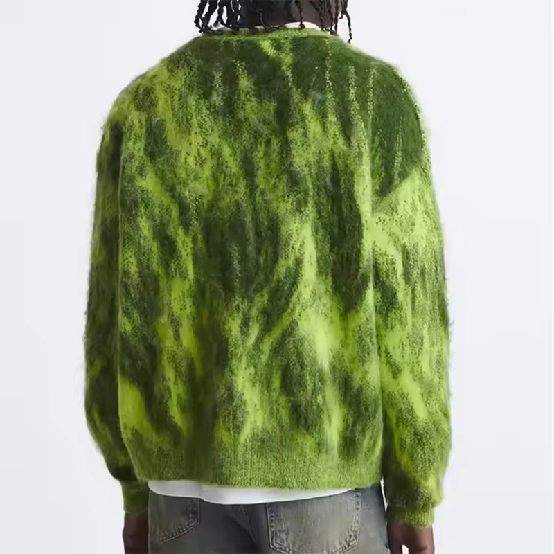 Suéter de Mohair OEM con logotipo personalizado Para hombre y prime;s Prendas de punto Casuales de manga larga borrosas Suéter de punto de invierno Cárdigan Suéter de Mohair