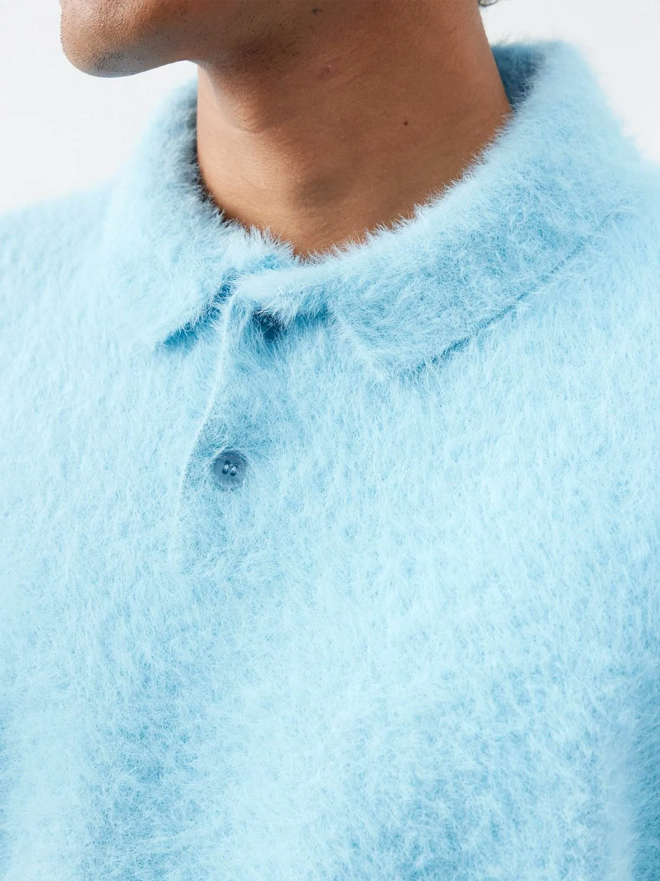 Suéteres OEM de punto Mohair para hombre&amp;prime;s, Logotipo Personalizado, Piel Sintética, Mohair Cepillado, Peludo, Esponjoso, Suéter de polo de punto para hombre