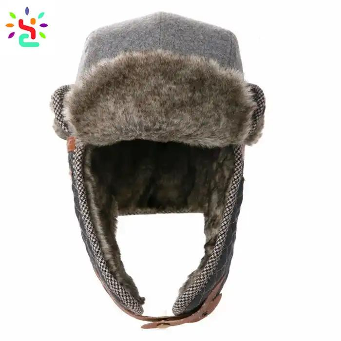 Sombrero Ruso al por Mayor Sombrero Ushanka personalizado Camo Ushanka con Gorro de Invierno de Piel Sintética Sombrero de Bombardero de Aviador