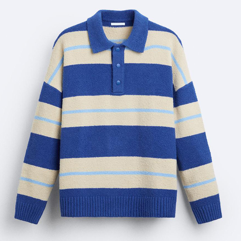 Jersey de punto Jacquard de cuello alto de Algodón a rayas para Hombre&amp;prime;Suéter Suéter de moda Personalizado de alta Calidad