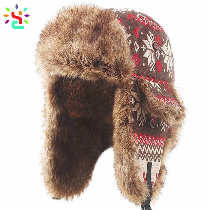 Sombreros de invierno de Piel de Conejo Ushanka con Bordado Ushanka