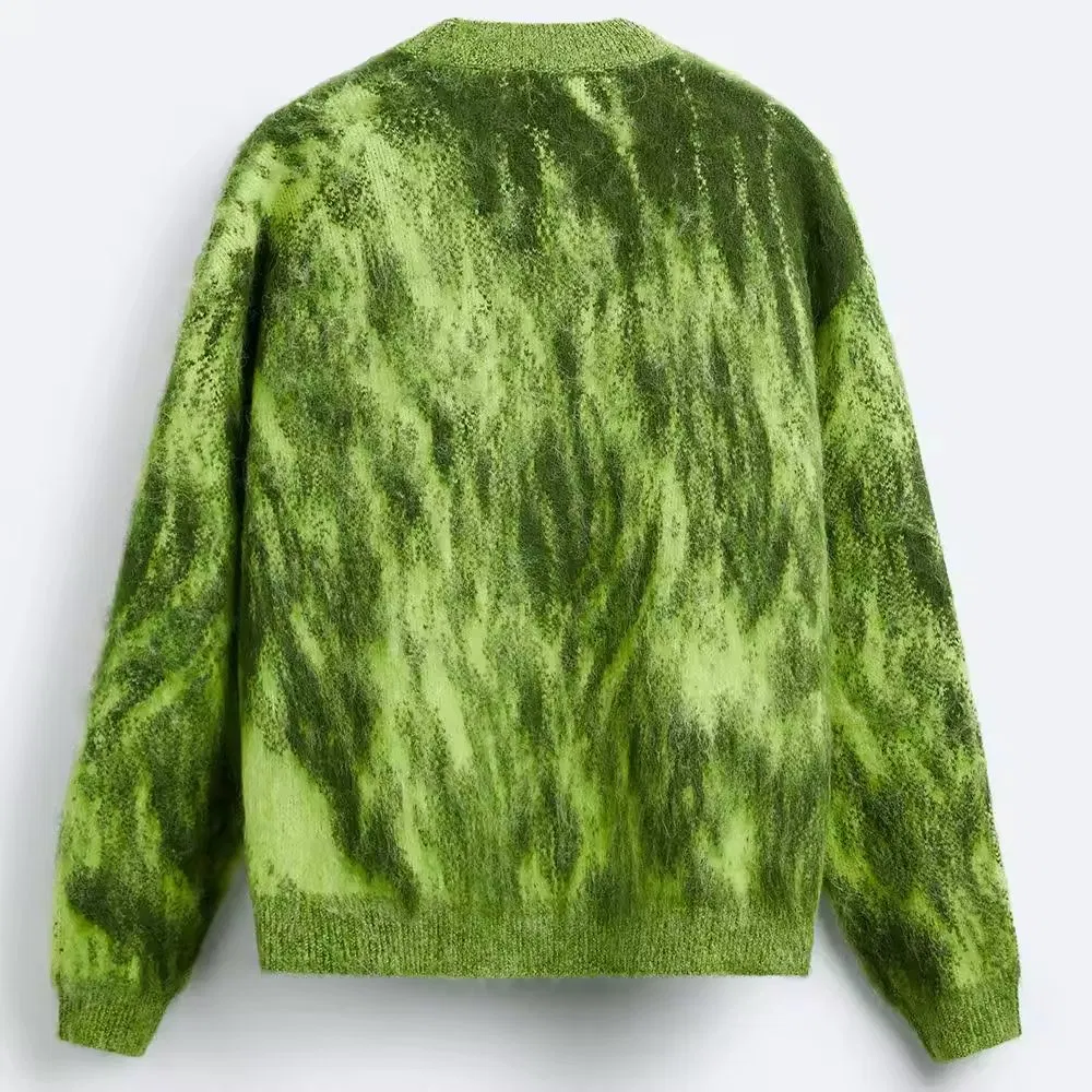 Suéter de Mohair OEM con logotipo personalizado Para hombre y prime;s Prendas de punto Casuales de manga larga borrosas Suéter de punto de invierno Cárdigan Suéter de Mohair