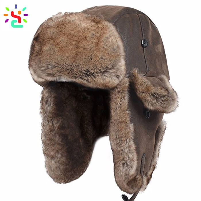 Sombreros de invierno de Piel de Conejo Ushanka con Bordado Ushanka