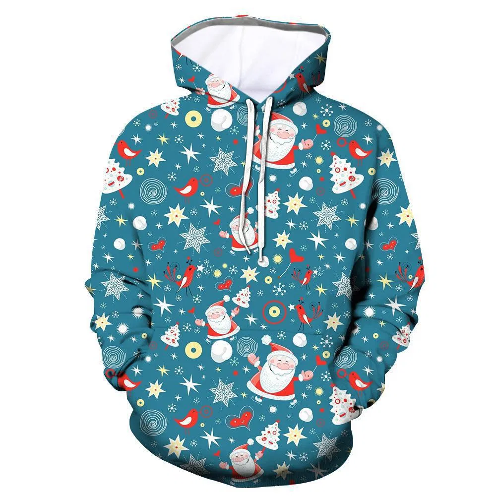 Sudaderas con Capucha Unisex al por Mayor Acogedoras del patrón de la Navidad para Todas las estaciones