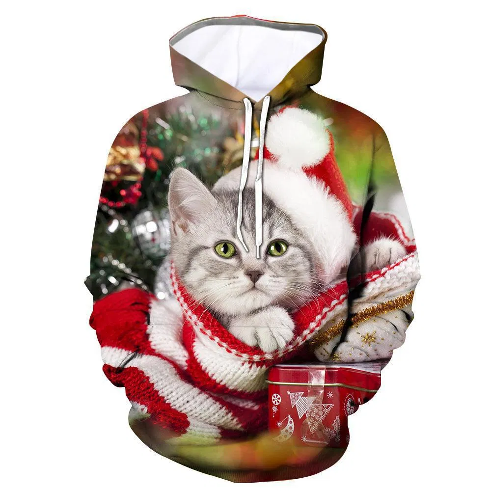 Sudaderas con Capucha Unisex al por Mayor Acogedoras del patrón de la Navidad para Todas las estaciones