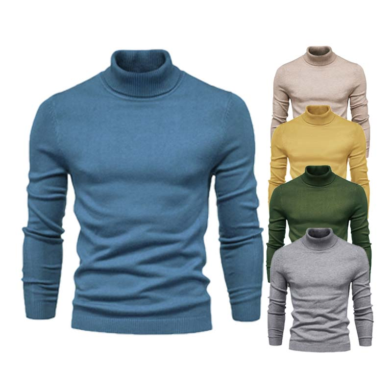 Suéter de Hombre Suéter de Punto Sólido de Cuello Alto Informal de Invierno Personalizado para Hombre