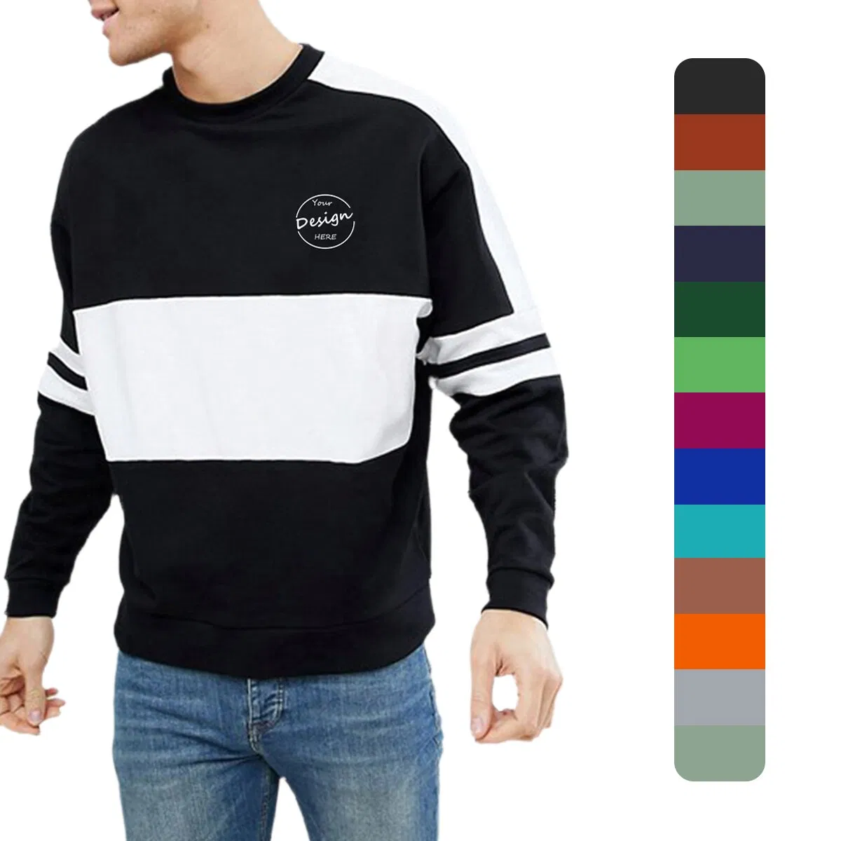 Sudadera de Bloque de Color de Felpa Francesa con Estampado 3D Personalizado de Gimnasio de Ropa Deportiva para Correr Al Por Mayor de Alta Calidad Para Hombres