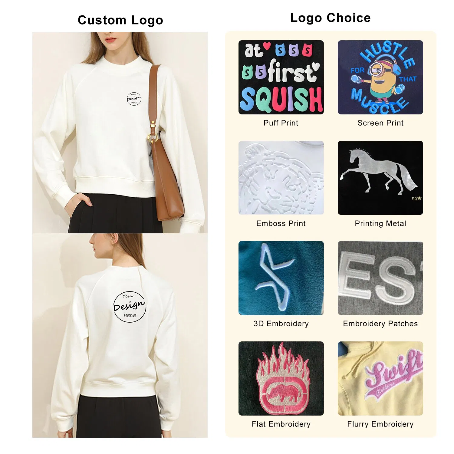 Sudadera Corta Al por Mayor con Estampado de Pantalla de Seda Informal Personalizado Highstreet de Felpa Francesa de Color Sólido de Alta Calidad Para Mujer