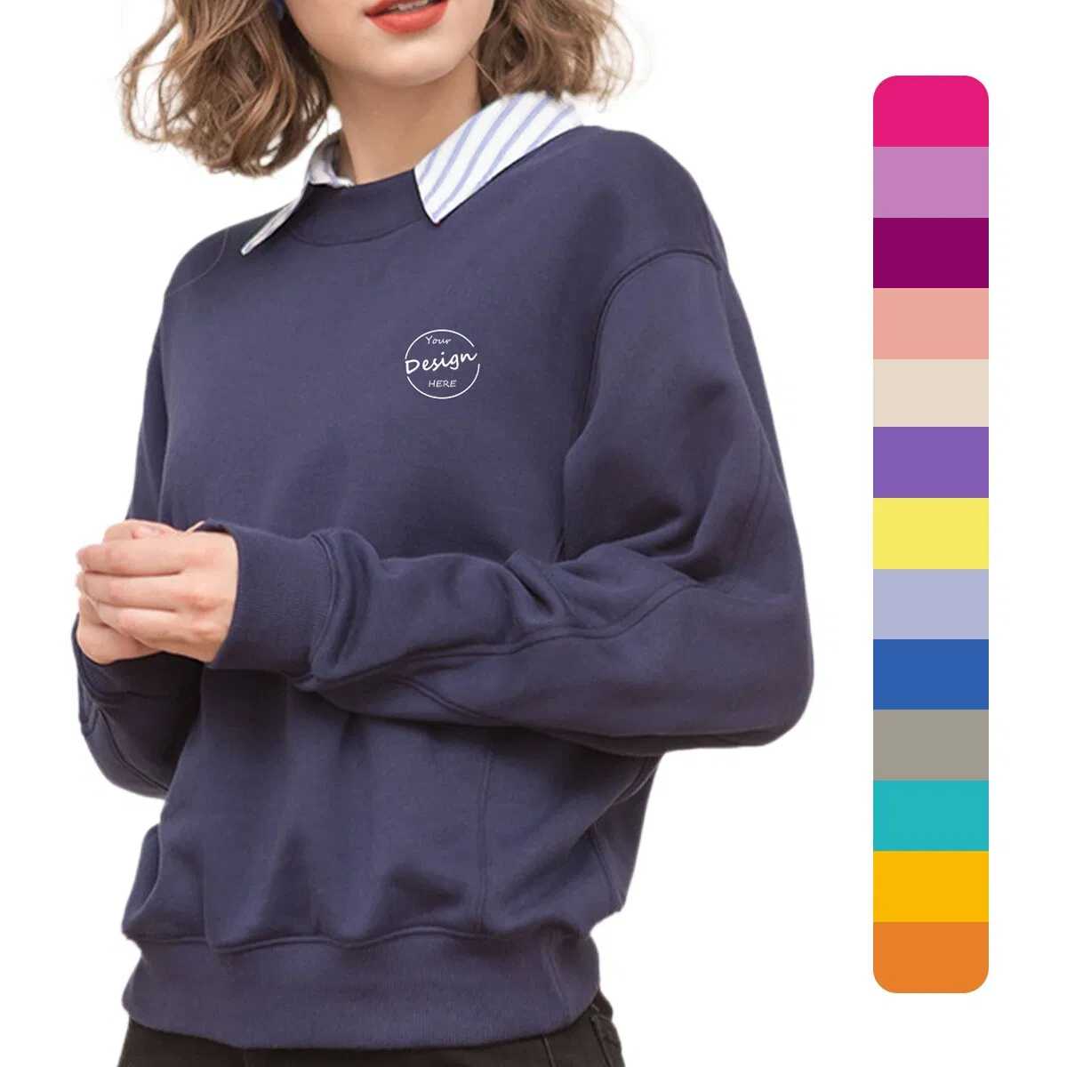 Parche Bordado Liso Cálido Jersey Informal de Lana 100% Algodón Ropa de Calle al por Mayor Sudadera Suave Personalizada de Alta Calidad