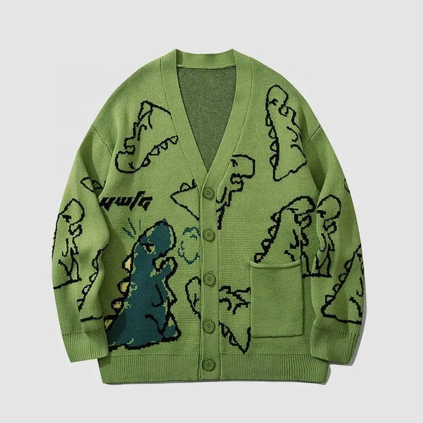 Suéter de niño OEM y ODM Personalizado de Manga Larga con Patrón de Jacquard de Punto de Dragón Prendas de punto para Hombres y ropa de primera calidad Suéter de punto Cardigan