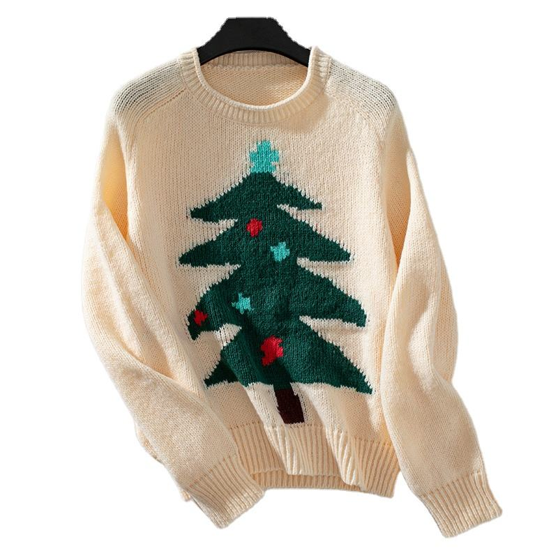 Jersey de Árbol de Navidad para Mujer & amp;prime; s Suéter Cálido de punto Suelto con cuello vuelto