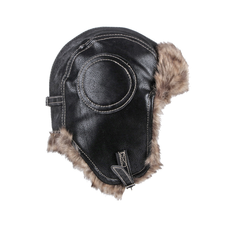 Nuevos Sombreros de Piloto Cálidos de Protección Auditiva a Prueba de Viento para Exteriores de Cuero Artificial de Otoño e Invierno