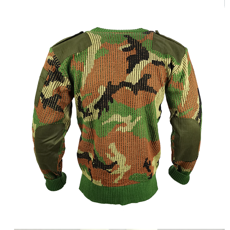 Suéteres para hombre&prime;s Estilo Táctico Antiencogimiento Woodland Camo Suéter de punto Térmico Suave Acrílico de Lana de Manga Larga con Cuello en V Suéter de comando