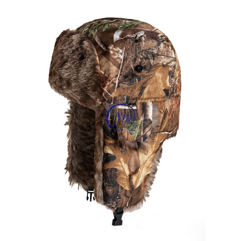 Sombrero de Bombardero a Prueba de Viento de Invierno Unisex Yuemai Ushanka con Sombrero de Trampero de Piel Sintética Gorro Cálido con Orejeras