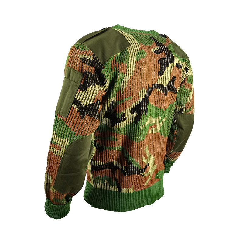 Suéteres para hombre&prime;s Estilo Táctico Antiencogimiento Woodland Camo Suéter de punto Térmico Suave Acrílico de Lana de Manga Larga con Cuello en V Suéter de comando