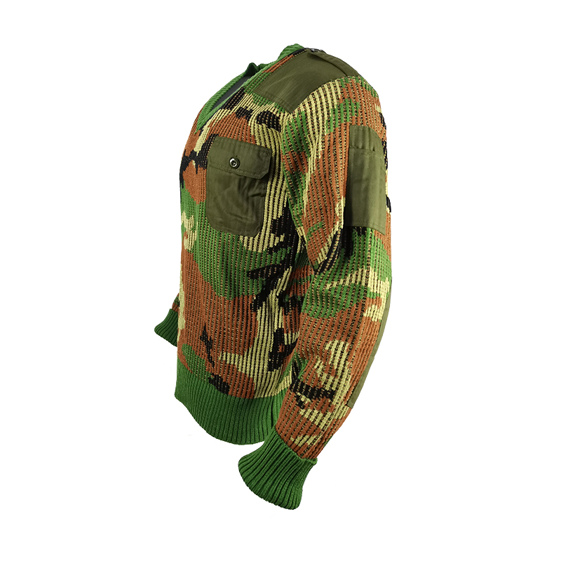 Suéteres para hombre&prime;s Estilo Táctico Antiencogimiento Woodland Camo Suéter de punto Térmico Suave Acrílico de Lana de Manga Larga con Cuello en V Suéter de comando