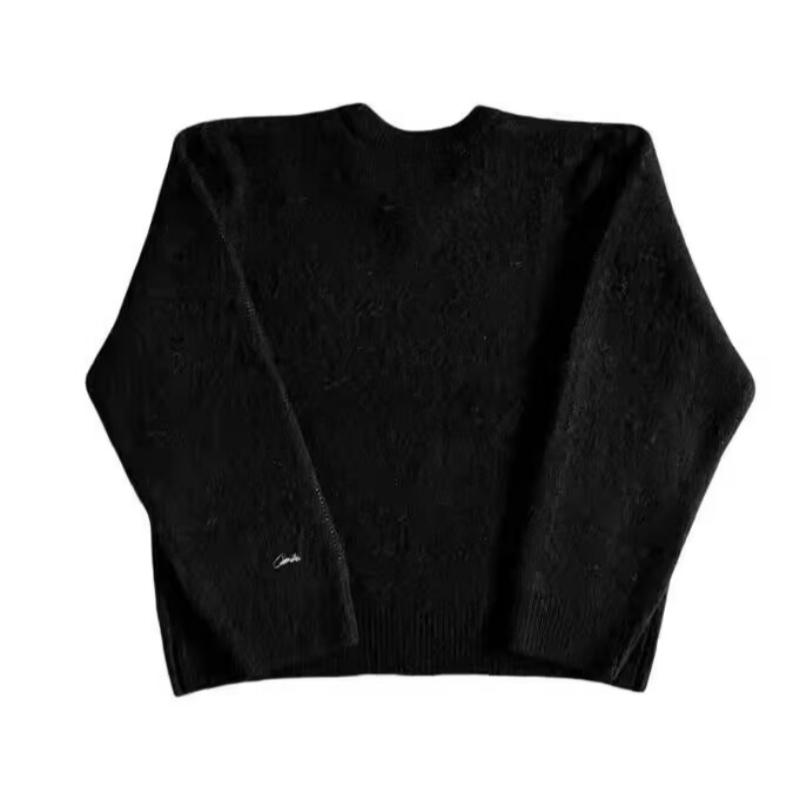 Suéter de Punto de Mohair Corteiz Suéter de Manga Larga para Hombre Jersey Holgado Versátil de Punto