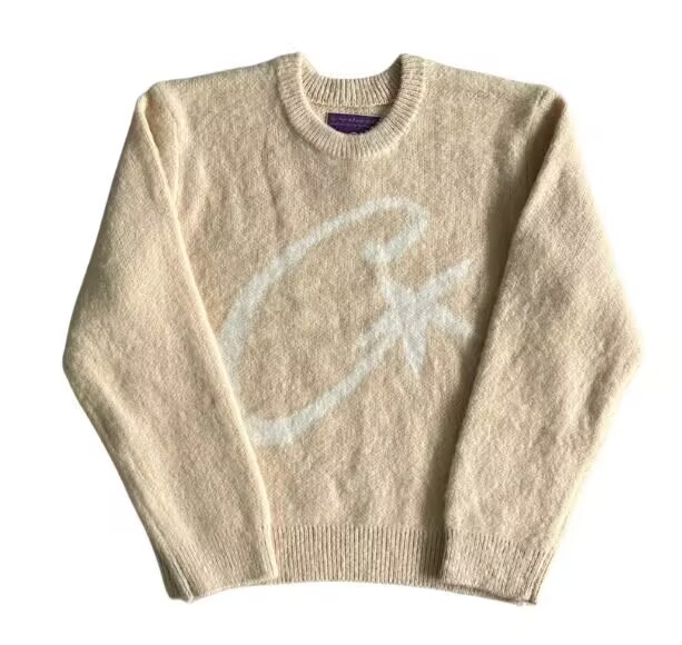 Suéter de Punto de Mohair Corteiz Suéter de Manga Larga para Hombre Jersey Holgado Versátil de Punto