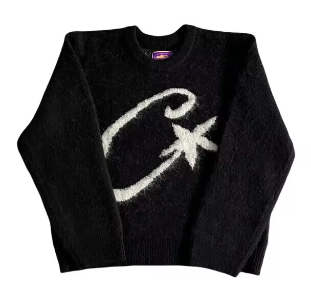 Suéter de Punto de Mohair Corteiz Suéter de Manga Larga para Hombre Jersey Holgado Versátil de Punto