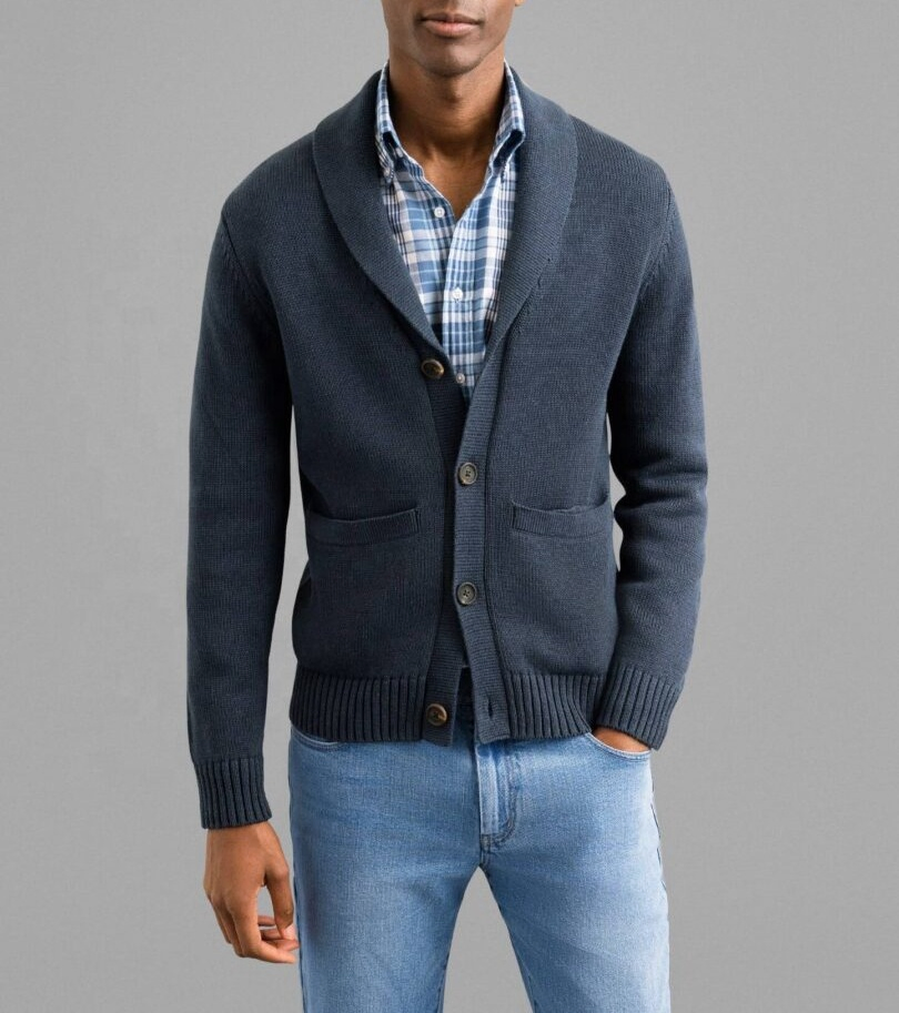 Logotipo personalizado OEM ODM Cardigan Mohair Jacquard Suéter de punto para hombres&prime; s Suéter de moda de punto personalizado para hombres