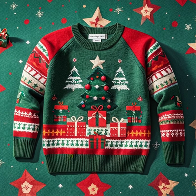 Suéter de Navidad Casual Unisex OEM / ODM Jersey de Manga Larga de Punto con Cuello Redondo al por Mayor Personalizado Diversión de Invierno para Navidad
