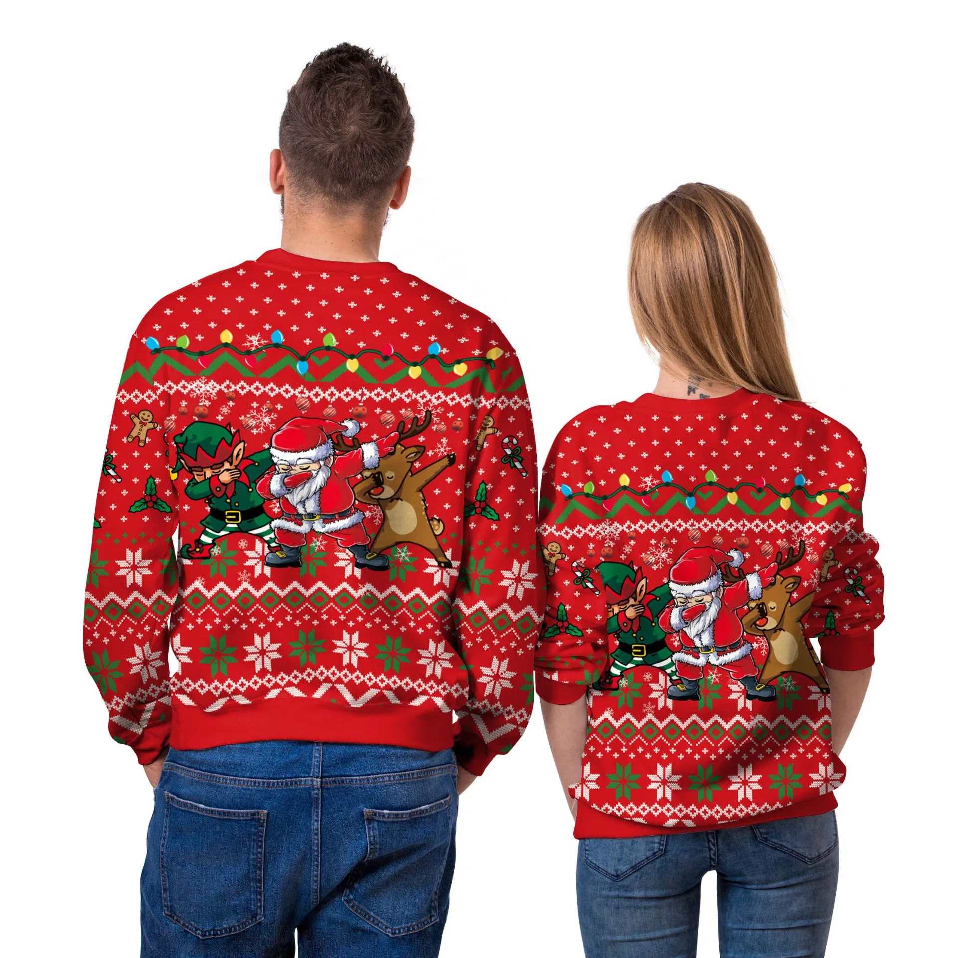 Suéter de Navidad de Pareja al por mayor, Ropa de Mujer Personalizada, Jersey de Navidad de Animales para Mujer, Suéteres de punto con cuello redondo para adultos