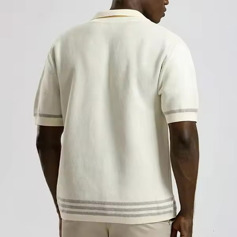 Cárdigan de Punto de Manga Corta para Hombre de Alta Calidad, Logotipo Personalizado, Suéter de Cuello Polo de Punto de Algodón Popular, Ropa de Calle de Moda, Suéter para Hombre