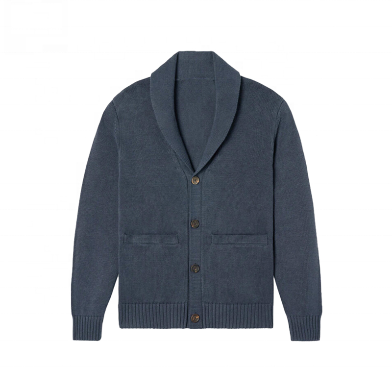 Chaqueta de cachemira con Bolsillos Acanalados con Logotipo de Diseño Personalizado OEM, Cárdigan de Mezcla de Lino para Hombre, Suéter con botones Negros para Hombre