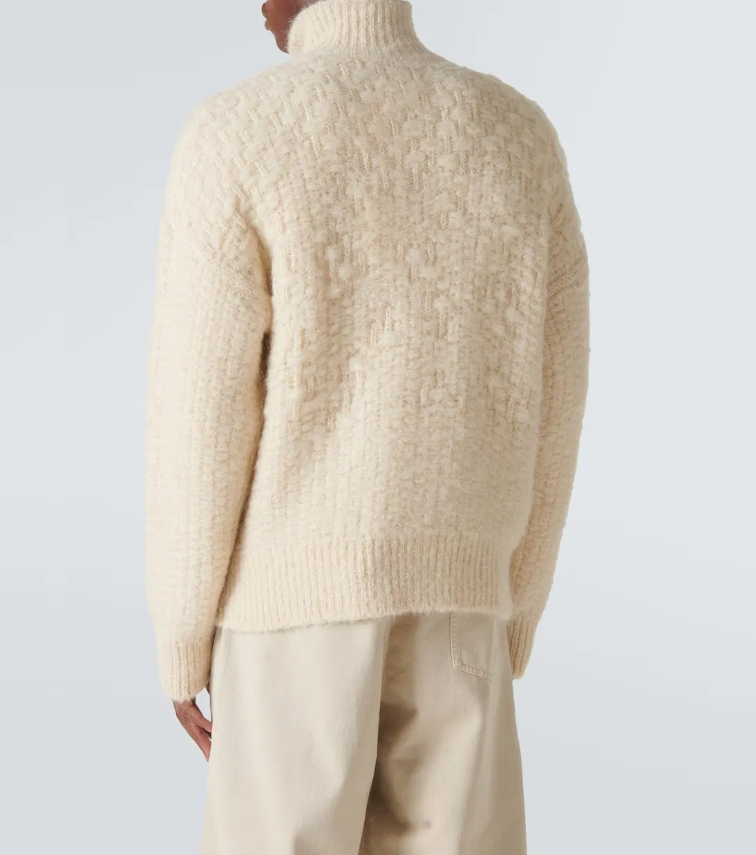 Suéter con Logotipo Bordado Personalizado Suéter de Lana Merino con Cremallera de Invierno Suéter de gran tamaño de Cuello Alto de Alta Calidad para Hombre