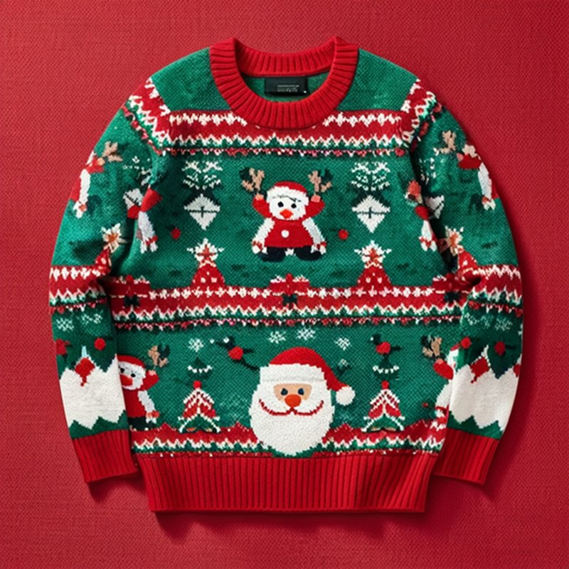 Suéter de Navidad Casual Unisex OEM / ODM Jersey de Manga Larga de Punto con Cuello Redondo al por Mayor Personalizado Diversión de Invierno para Navidad