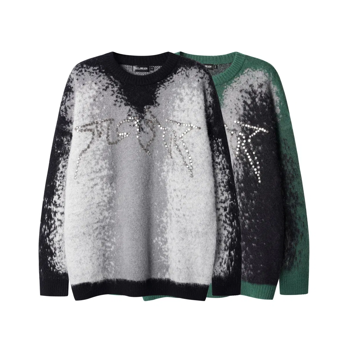 Suéter de Contraste de Cuentas de Metal Jacquard Degradado de Nueva Moda Jersey de cuello redondo de punto