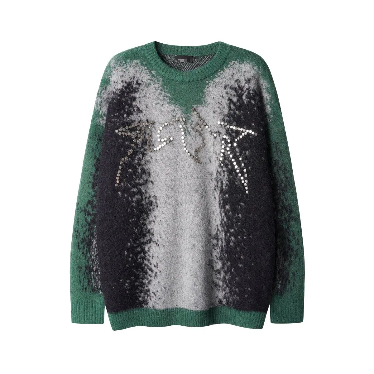 Suéter de Contraste de Cuentas de Metal Jacquard Degradado de Nueva Moda Jersey de cuello redondo de punto