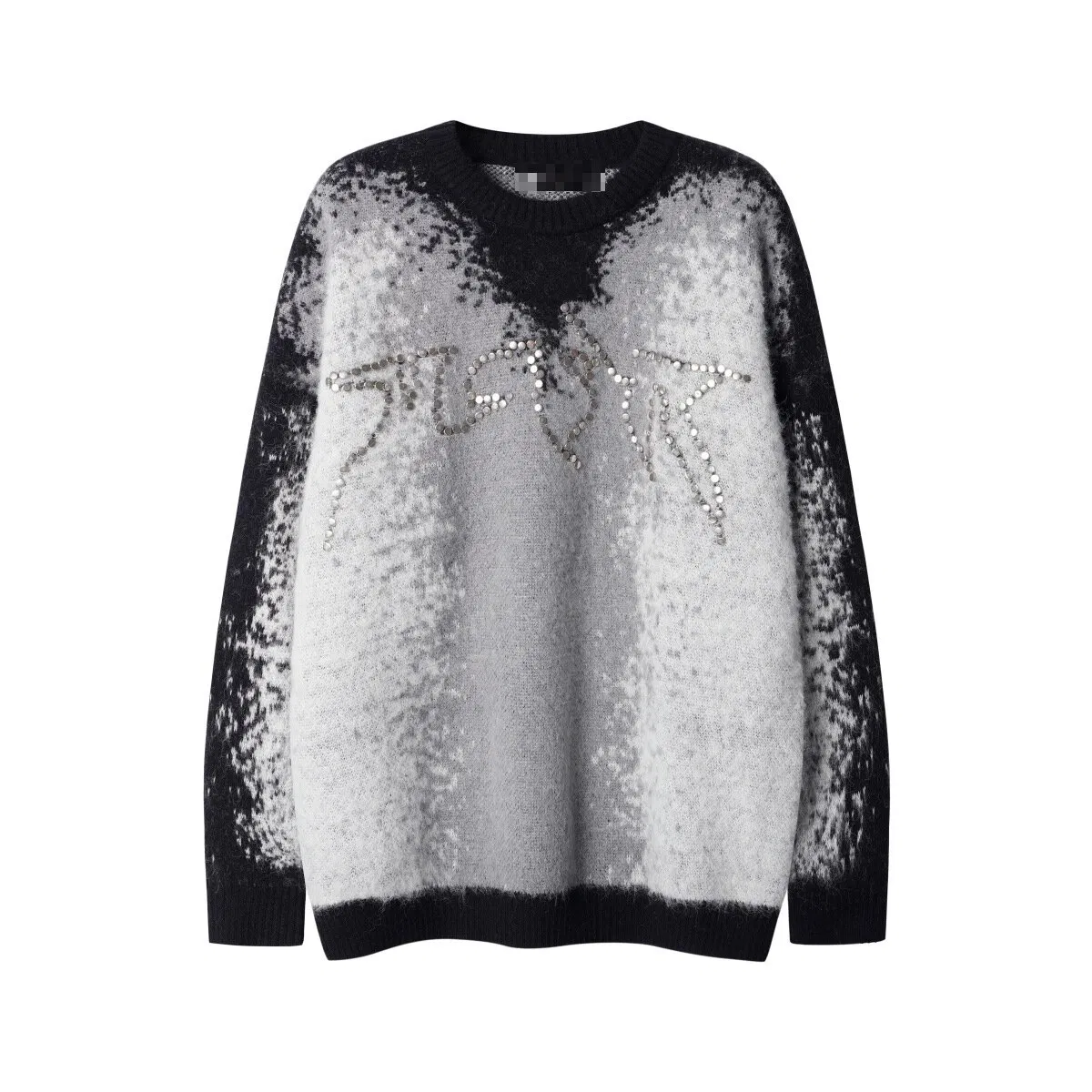 Suéter de Contraste de Cuentas de Metal Jacquard Degradado de Nueva Moda Jersey de cuello redondo de punto