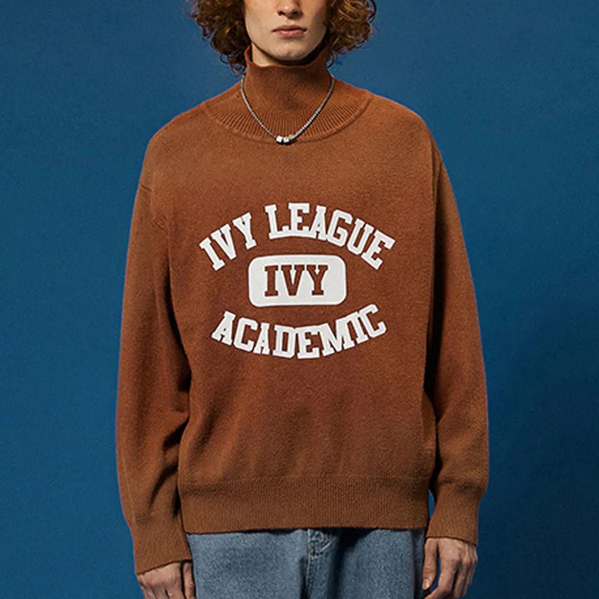 Suéter de Hombre OEM con Logotipo Personalizado, Jersey con Estampado de Letras en Aerosol, Cuello Alto, Manga Larga, Prendas de punto Vintage, Suéteres de Abrigo de Diseñador