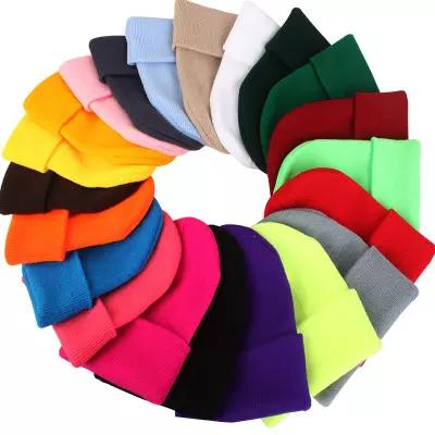 Gorro de Lana Bordado con Logotipo Personalizado, Gorro de Punto de Color en blanco para Mujer y Hombre